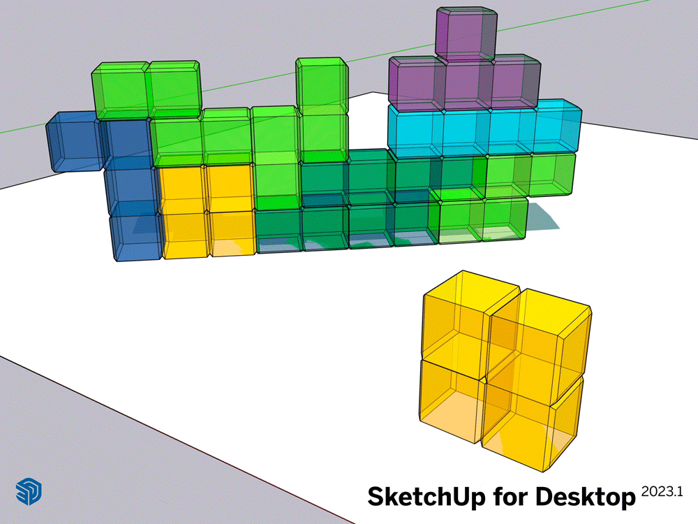 Snaps to nowe elementy w SketchUp, które pozwalają umieścić i zorientować obiekty w jednej operacji.